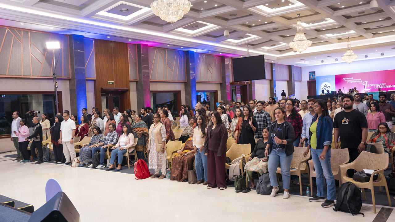 The Winning Heart live room, full audience facing the branded stage